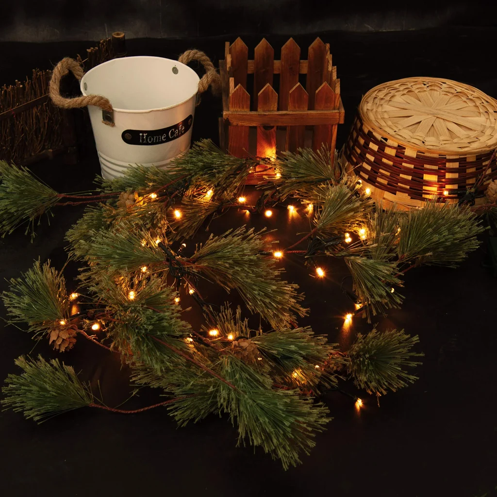 Pre-lit christmas decorating ideas smokey pine garland