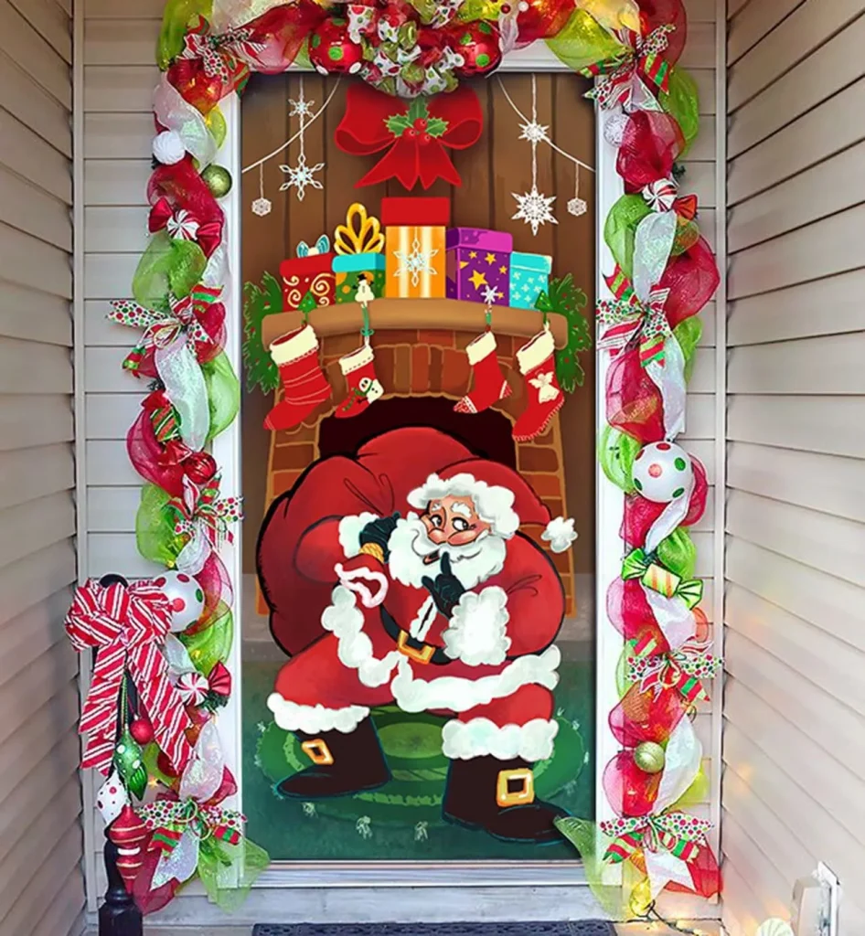 Santa with Gifts Christmas Door Cover