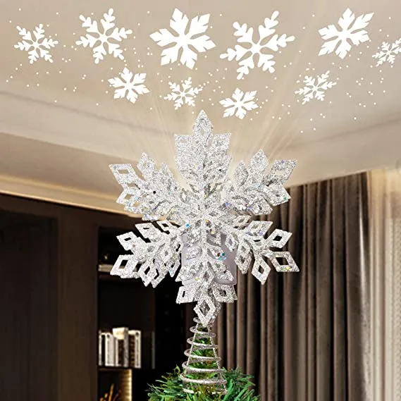 Snowflake tree topper led white projector