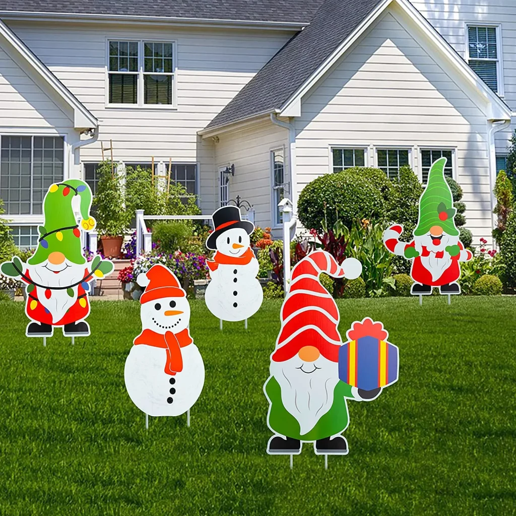 Snowman And Gnomes Christmas Yard Signs Decor