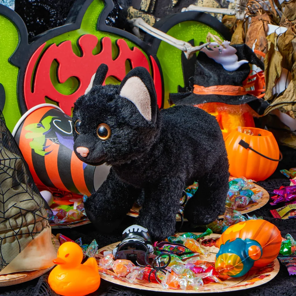 Stuffed Realistic Black Cat Plush Decor