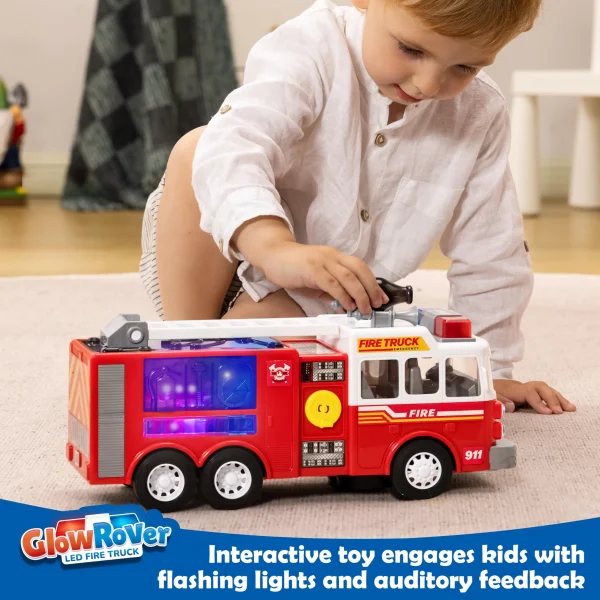 Toddler Fire Truck Toy with 4D LED Projections and Sirens
