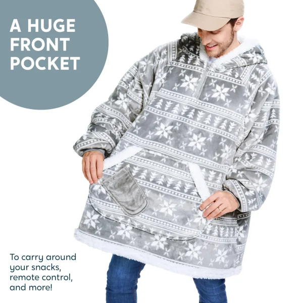 Wearable Blanket Hoodie Adults with Giant Pocket