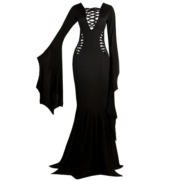 Women Black Gothic Witch Dress Costume