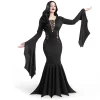 Women Black Gothic Vintage Dress Costume Floor Length Witch Dress