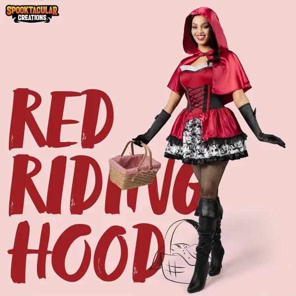 Women Little Red Riding Hood Dress Costume Set