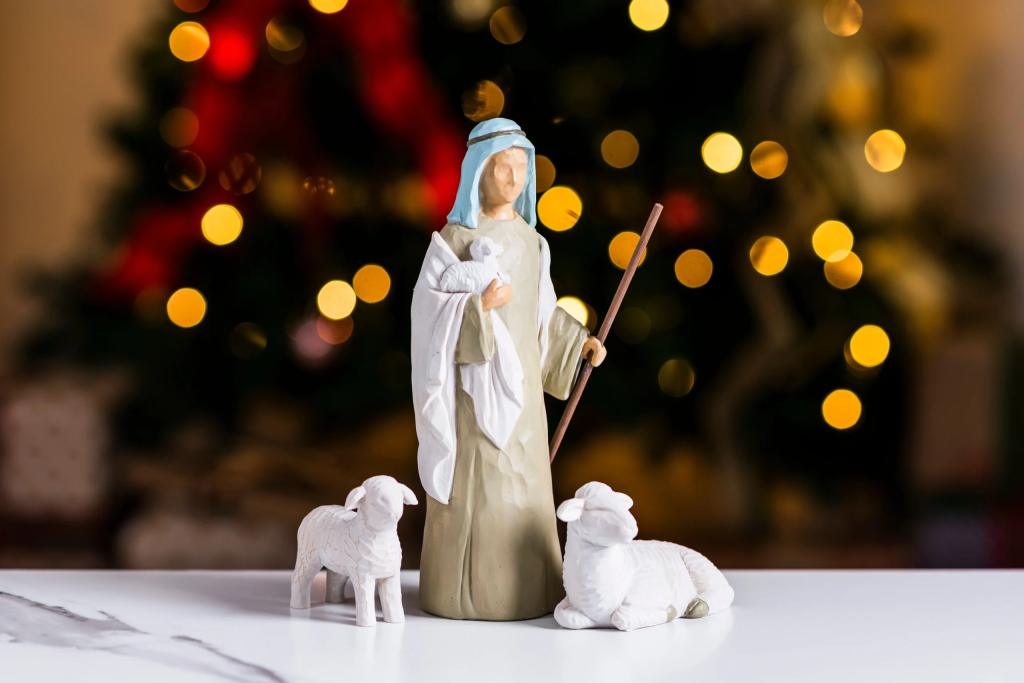 3pcs shepherd and sheep resin nativity figurine vintage Christmas decorations