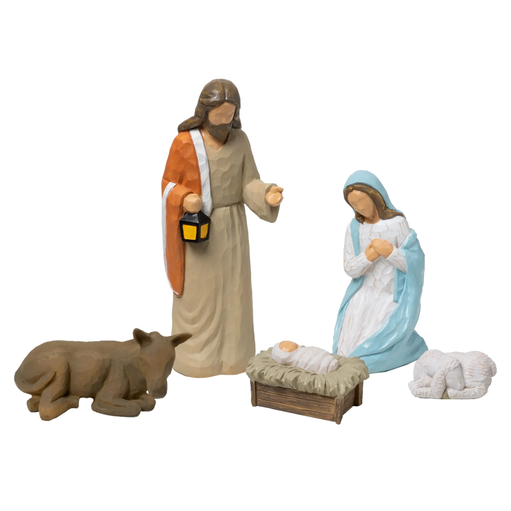 5pcs resin holy family nativity figurines vintage Christmas decorations