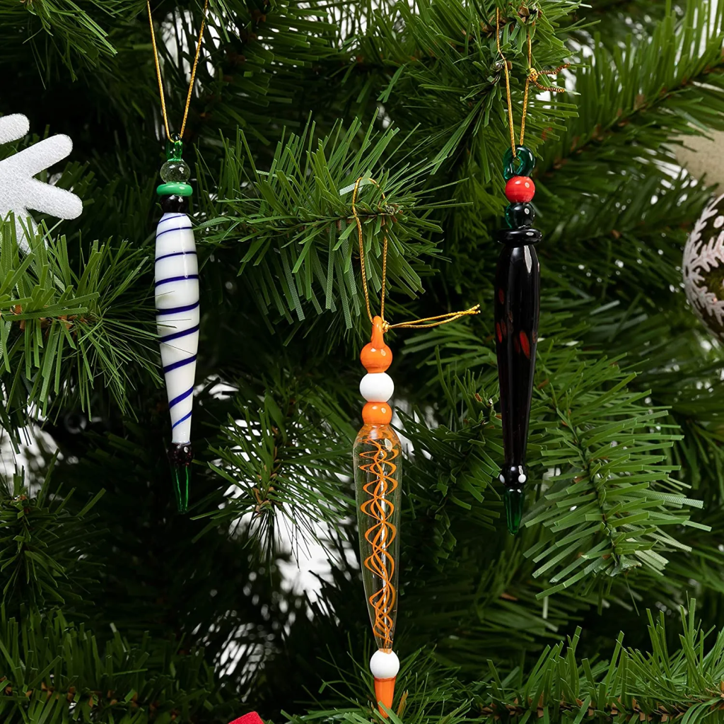 Christmas tree colorful glass icicle ornaments