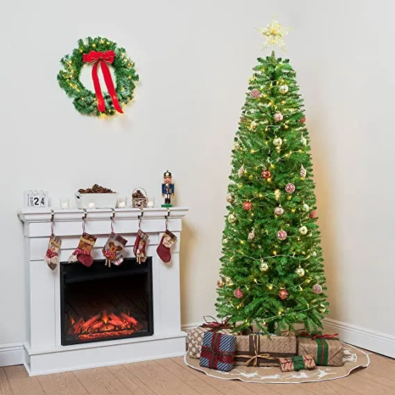 Slim artificial christmas tree decorating ideas