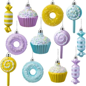 12 Pcs Sweet Christmas Ornament with Pastel Color