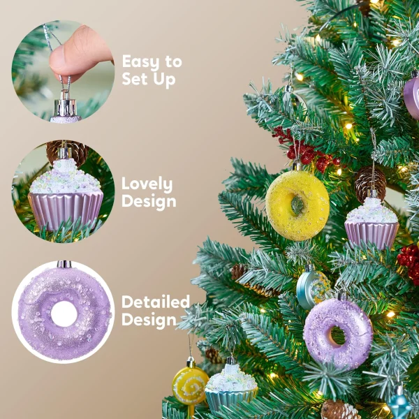 12 Pcs Sweet Christmas Ornament with Pastel Color