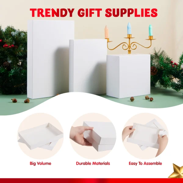 12 Pcs White Cardboard Xmas Gift Boxes