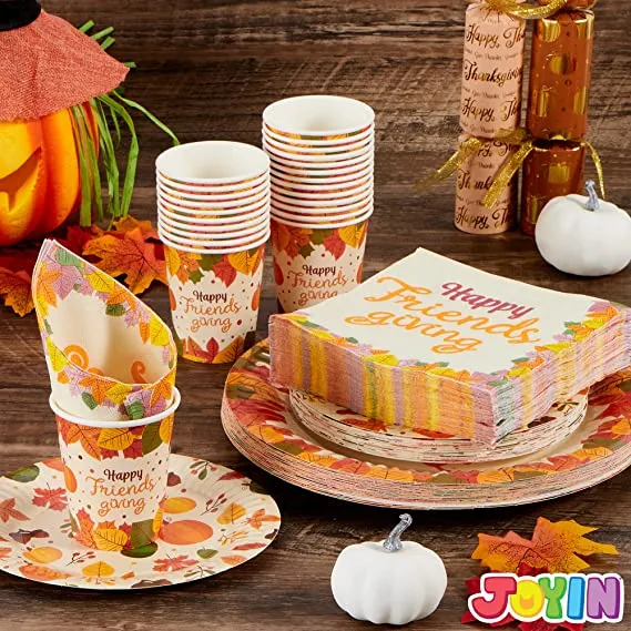 Friendsgiving Paper Plates and Napkins Disposable Dinnerware