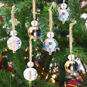 12Pcs 0.8in Mini Christmas Prism Glass Ball Ornament