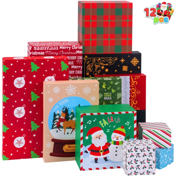 12Pcs 4 Size 12 Christmas Wrap Gift Set