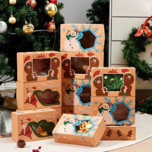 12Pcs Christmas Cookie Boxes 8.75in x 5.75in x 2.75in