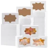 12Pcs Christmas Plain White Treat Cookie Boxes with Window 8.75in x 5.75in x 2.75in