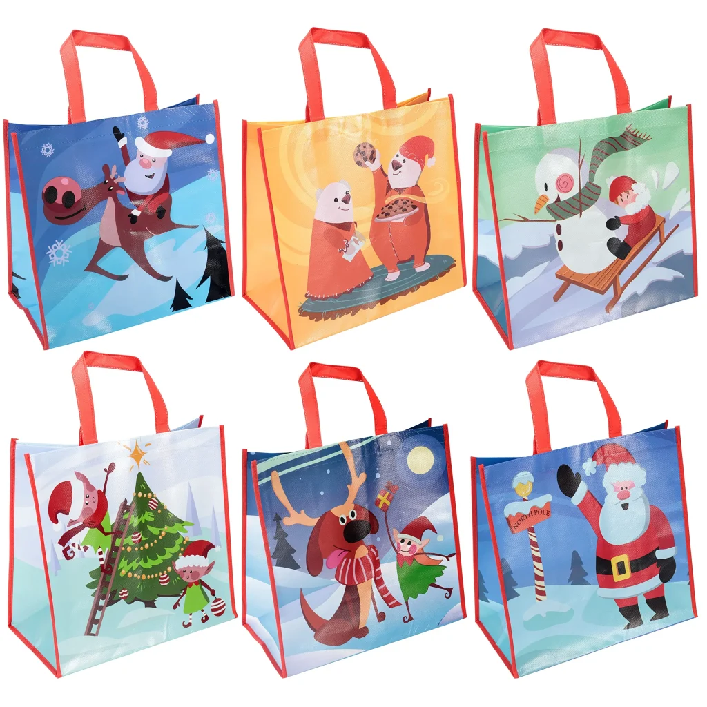 Reusable Christmas Grocery Tote Bags