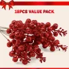 18Pcs 10in Christmas Red Artificial Glitter Berry Stem
