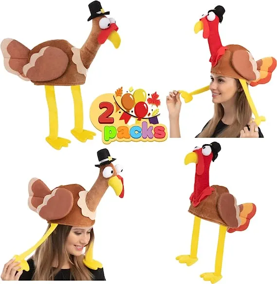 2Pcs Turkey Gobbler Hats For Thanksgiving