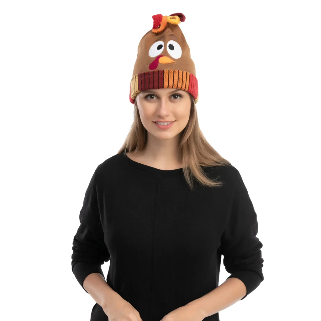 Thanksgiving Pom Beanie Hats 2Pcs