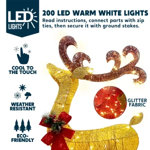 200 LED Lighted Christmas Reindeer and Sleigh
