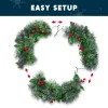 24 Inch Pre-Lit Christmas Wreath with Warm White LEDs
