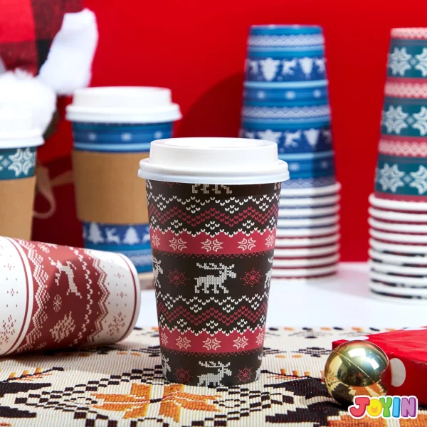 24 PCS Christmas Disposable Paper Cups 16 oz