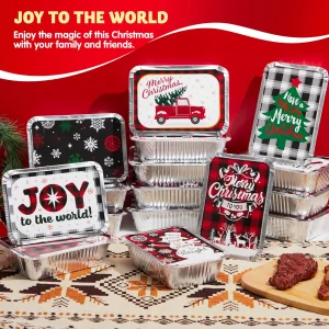 24 Pieces 7in x5in x2in Christmas Treat Foil Containers
