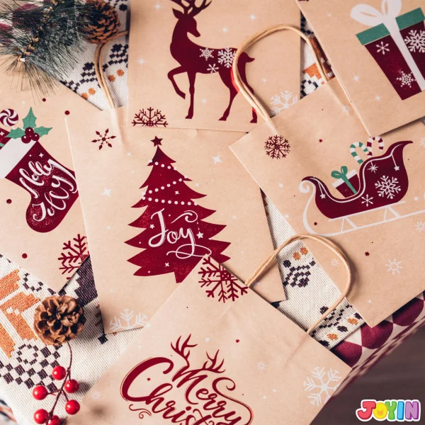 24 Pieces Christmas Kraft Gift Bags 7