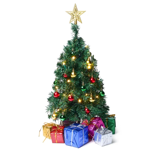24 inch Pre Lit Tabletop Christmas Tree with Warm LED Lights