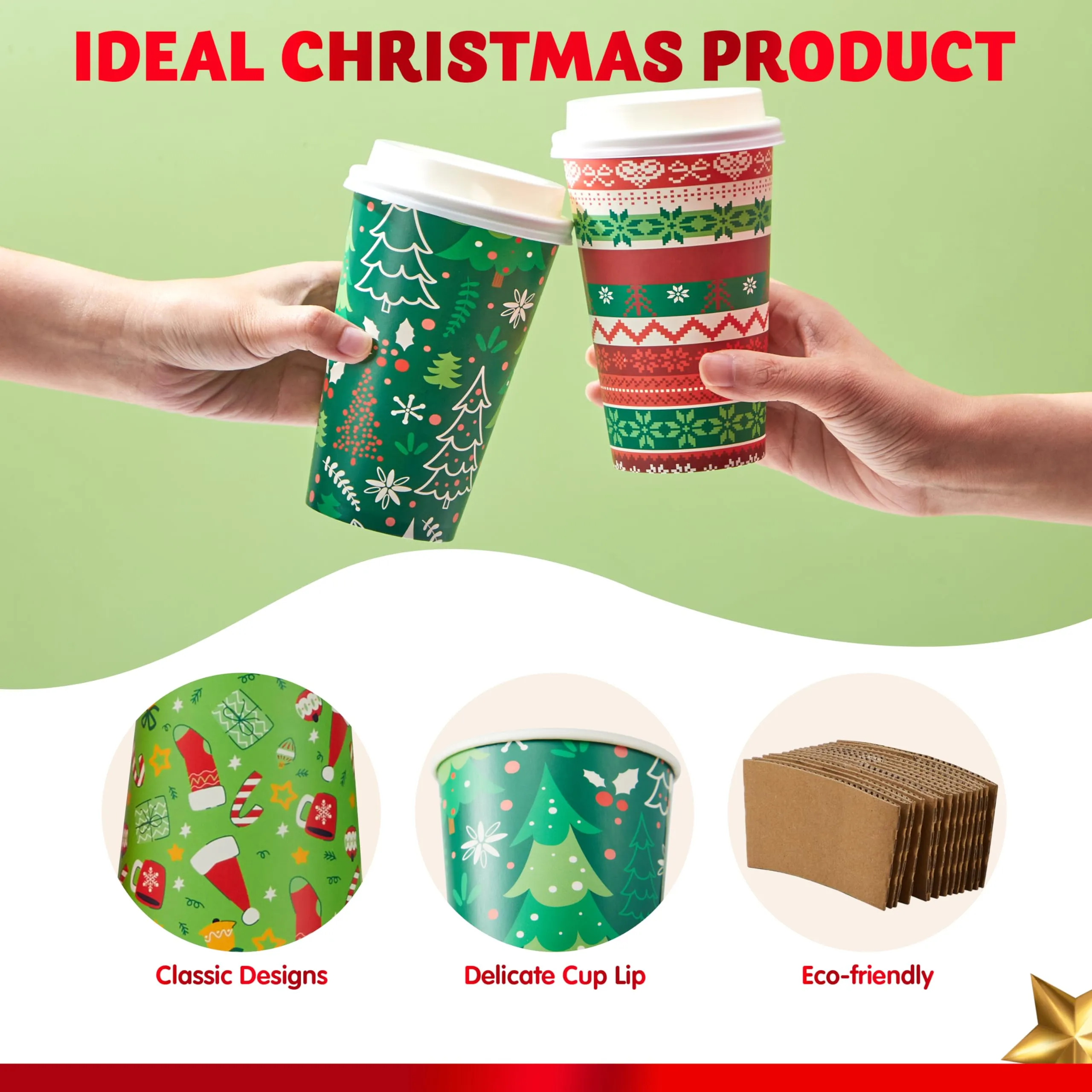 Buy Snowflake Compostable Paper Cups, 16 oz, Let It Snow