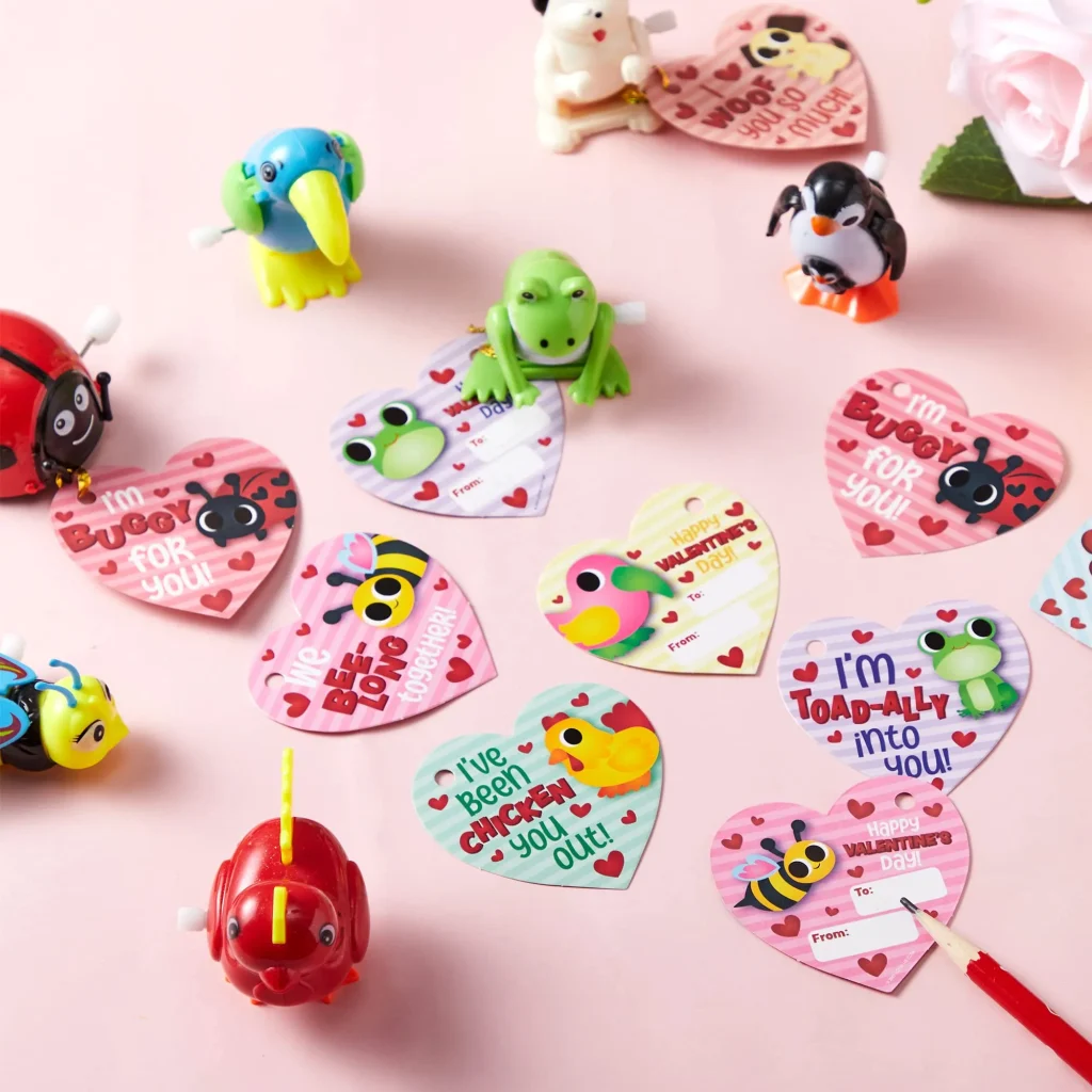Kids Valentines Cards and Wind Up Toy