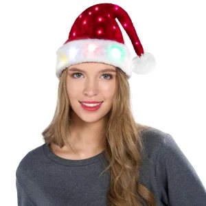 2Pcs Adults Light-up Christmas Santa Elf Hats