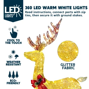 3 Packs 360 LED Lighted Rattan Reindeers