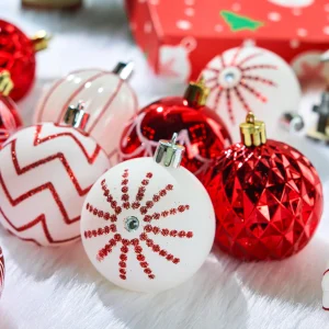 30Pcs 2.3in Christmas Red and White Ball Ornaments