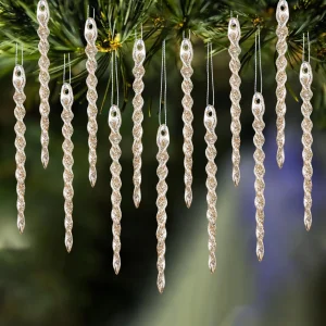 32Pcs 5.3in Glitter Icicle Hanging Ornament