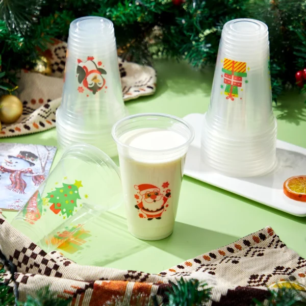 36Pcs 12oz Christmas Disposable Plastic Coffee Cups