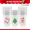 36Pcs 12oz Christmas Disposable Plastic Coffee Cups