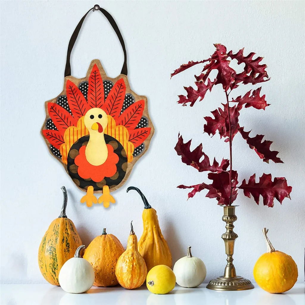 3D Turkey Burlap Banner Thanksgiving Decoration Ideas