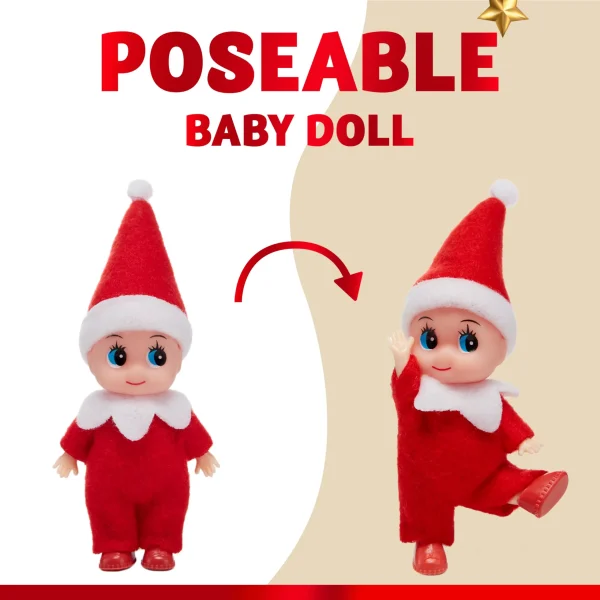 3PCS Christmas Red Tiny Elf Doll Decor