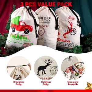 3Pcs christmas gift Bags with Drawstring 26in x 19in