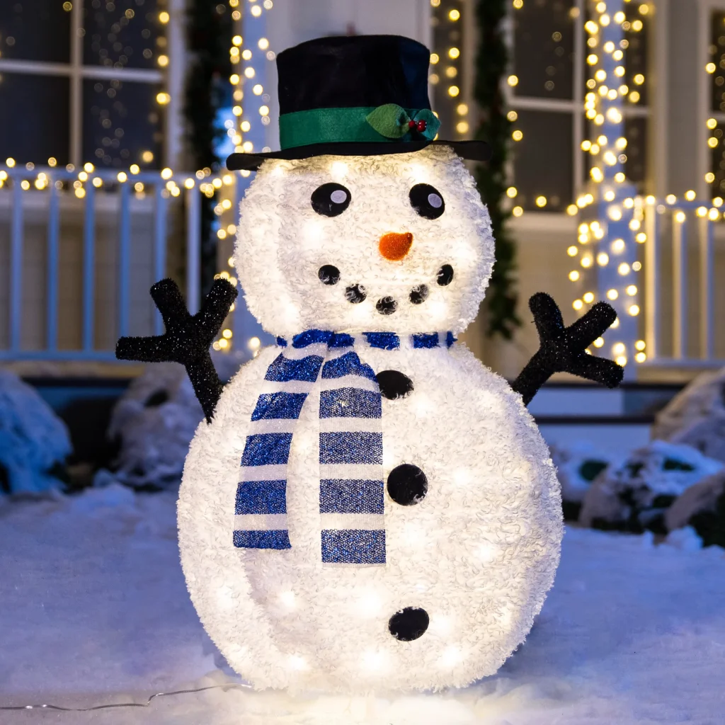 Collapsible Light Up Yard Snowman