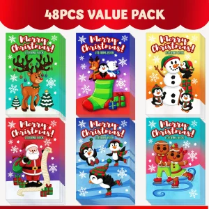 48 Pcs Christmas Kids Coloring Book Bulk in 6 Covers