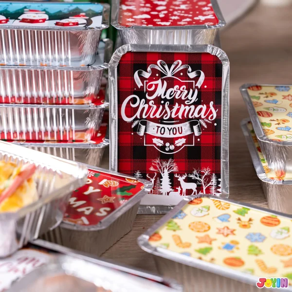 48 Pieces Christmas Foil Containers with Lids