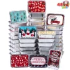 48 Pieces Christmas Foil Containers with Lids, 8 Holiday Designs