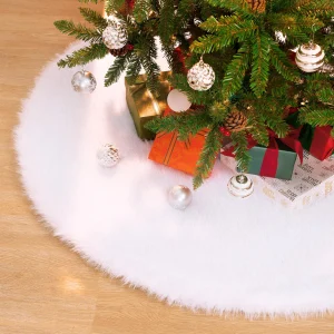 48 inch Christmas Tree Skirt Faux Fur for Xmas Tree Decorations