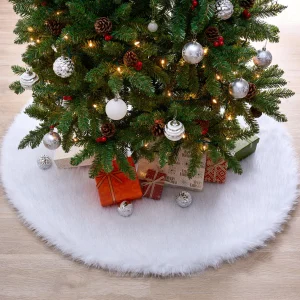 48 inch Christmas Tree Skirt Faux Fur for Xmas Tree Decorations