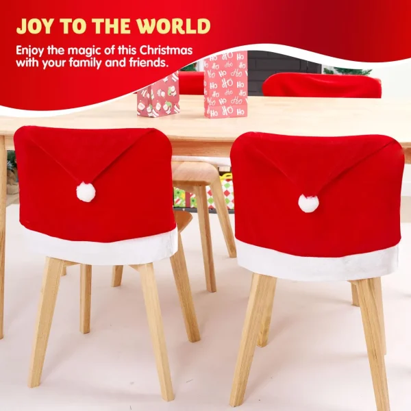 4Pcs Christmas Santa Hat Chair Cover